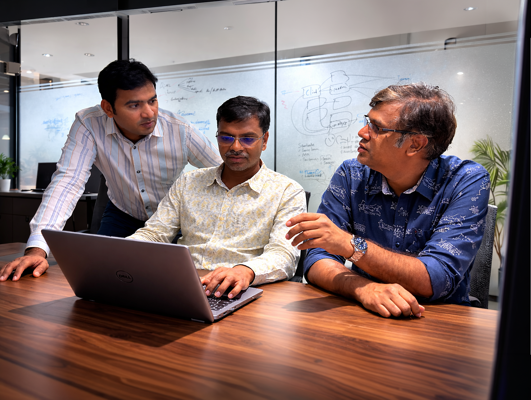 Team collaborating in office